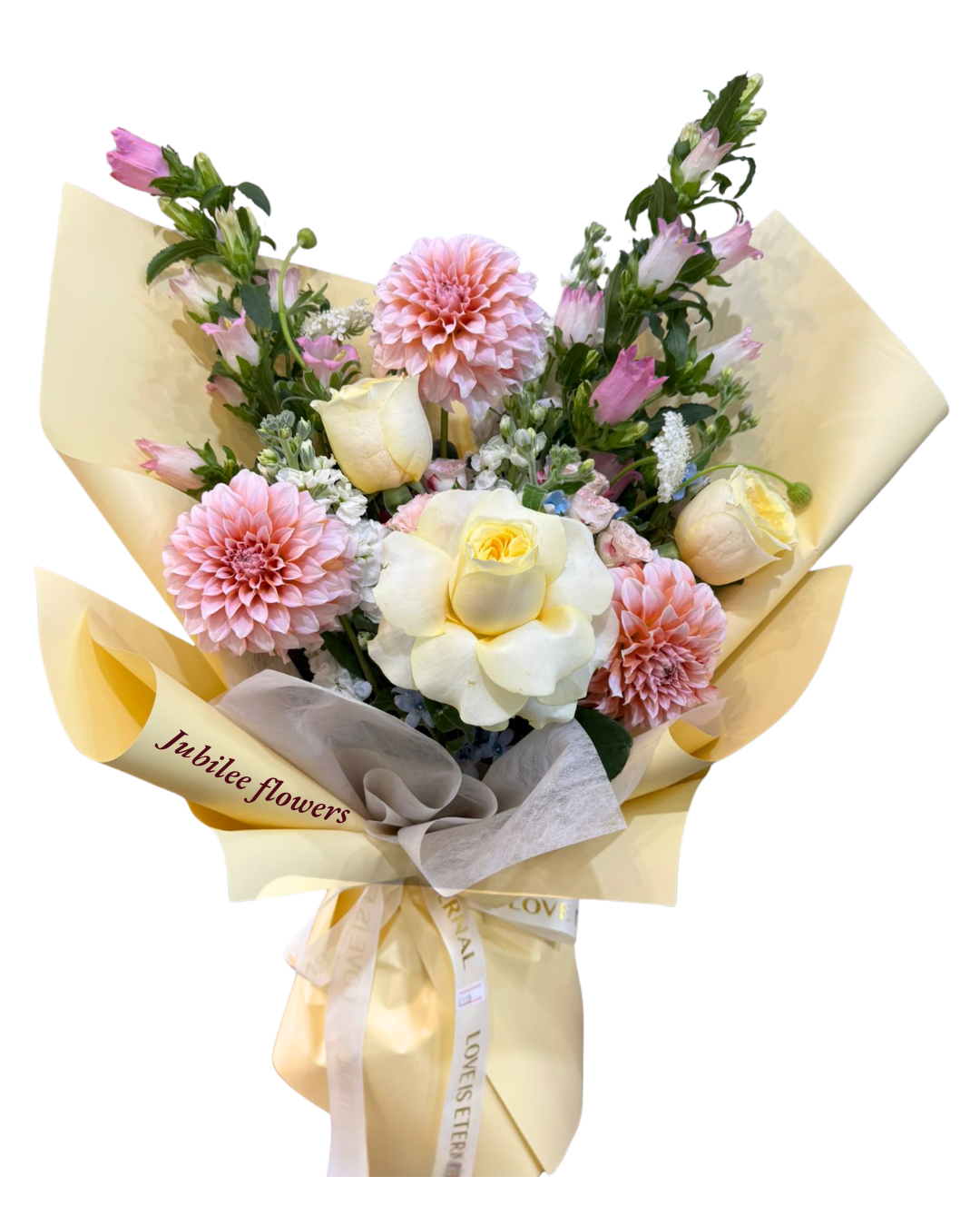 大麗花 × 黃玫瑰 花束