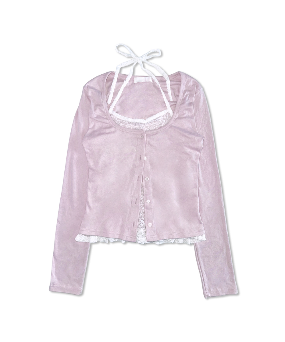 Lace Halter Layered Cardigan Top