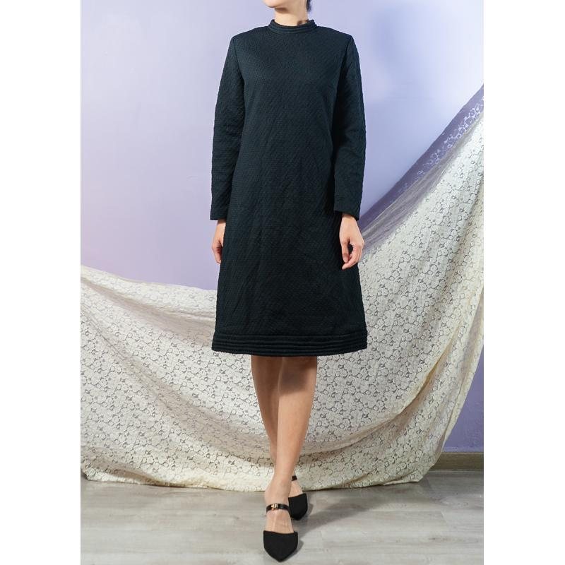 Vintage C.a. 1960s Knitted with Texture Little Black Dress / 60s MOD Winter Shift Dress(BG050)
