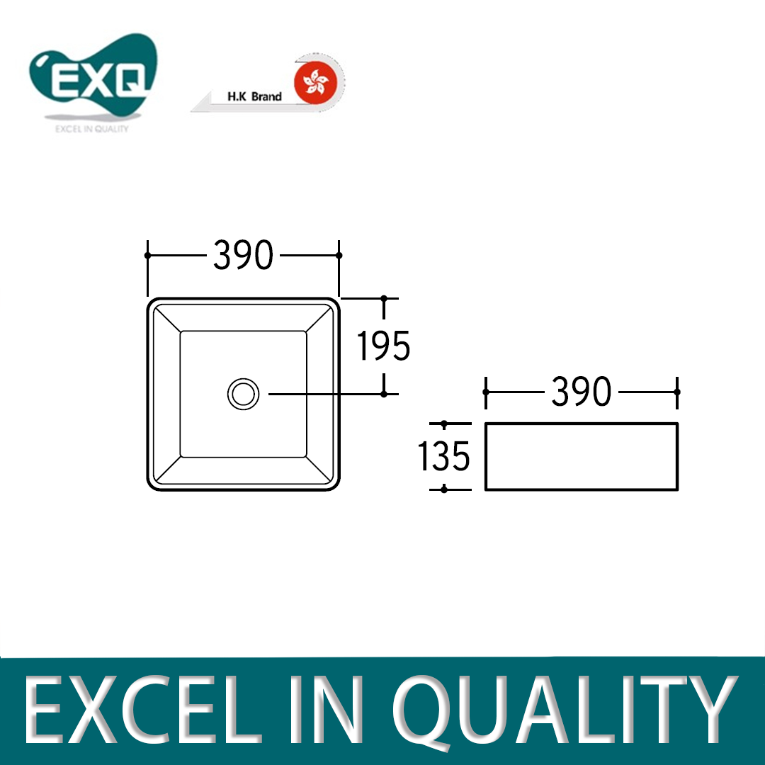 EXQ  EB3325R1白色方形台上盆 