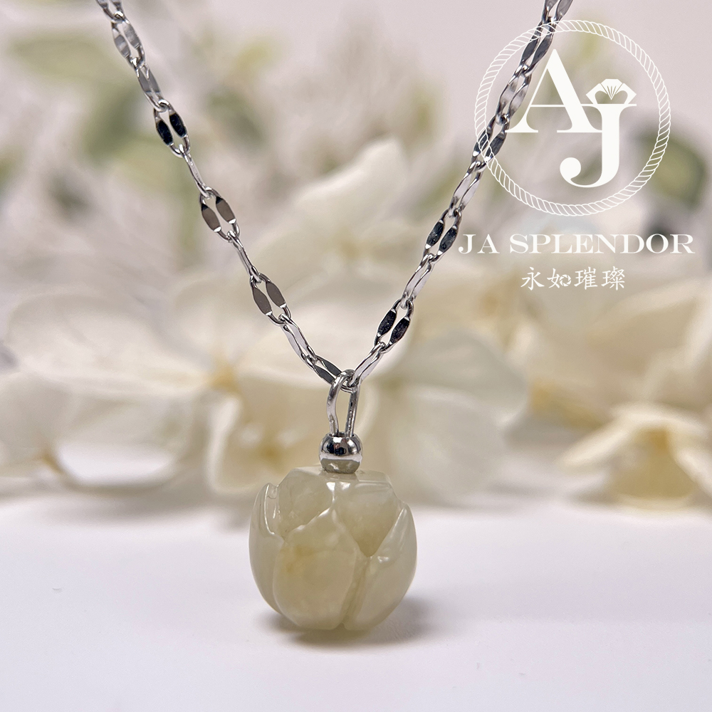 FBG26-H03 淡紫色立體蓮花純銀吊墜 (送鈦鋼項鏈)