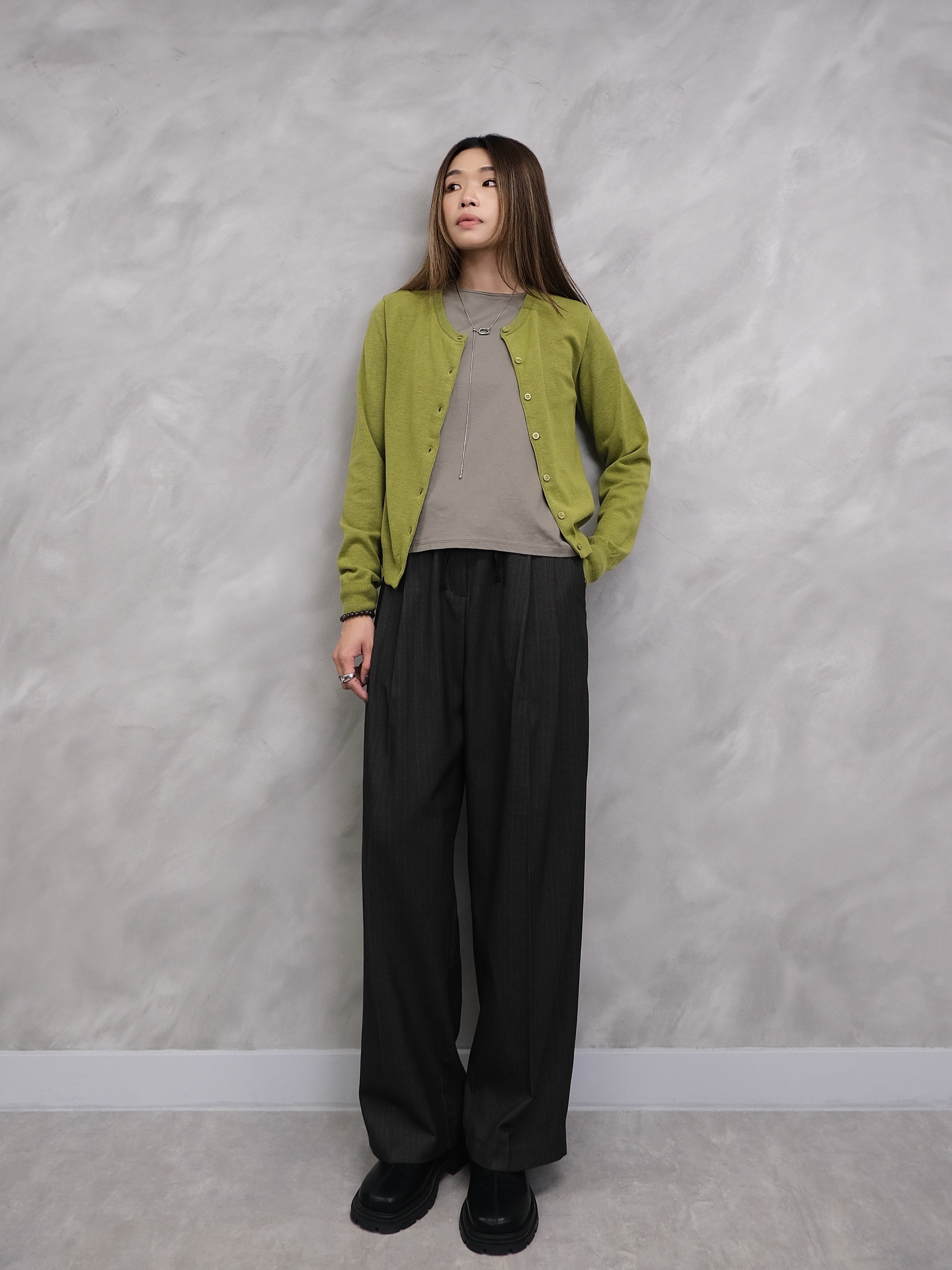 Soft Knit Round Neck Cardigan #jk30