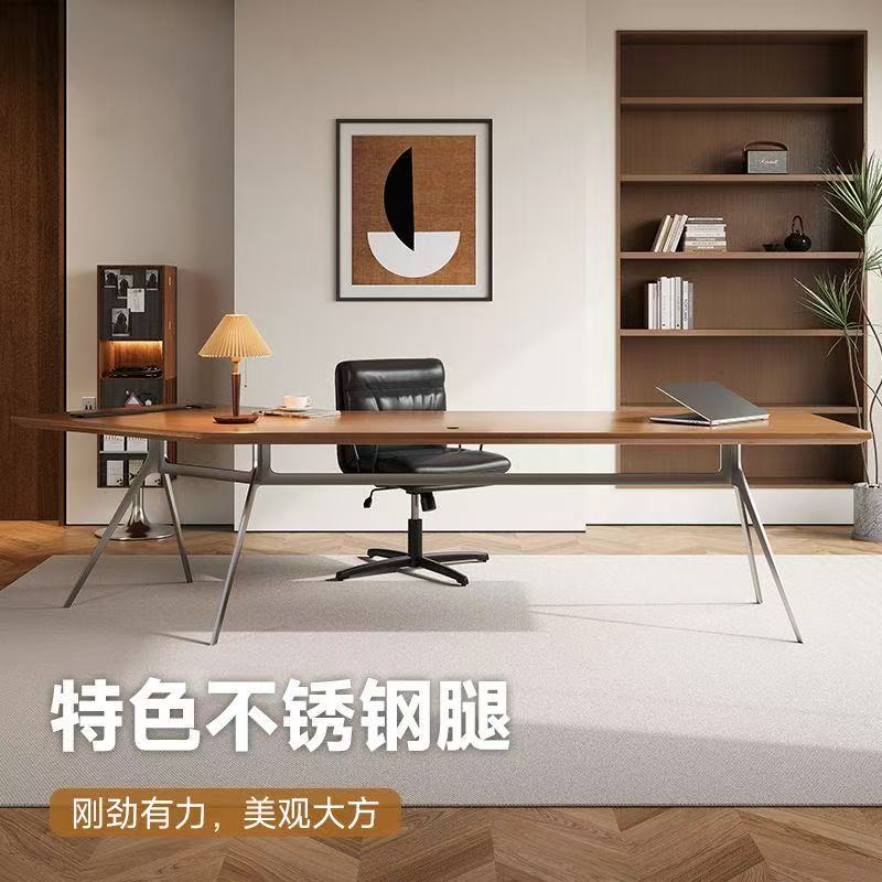 老闆辦公桌高端極簡老闆桌辦公桌輕奢高級感實木大板辦公桌椅組合‑desk