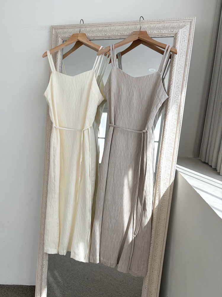 Romance Slim Cami Dress (Beige)
