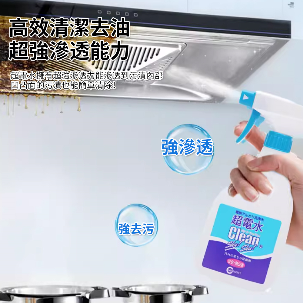電解水清潔劑 除菌除臭 超電水清潔劑 除油污 清潔水 去污噴霧 500ml [平行進口] HK2718