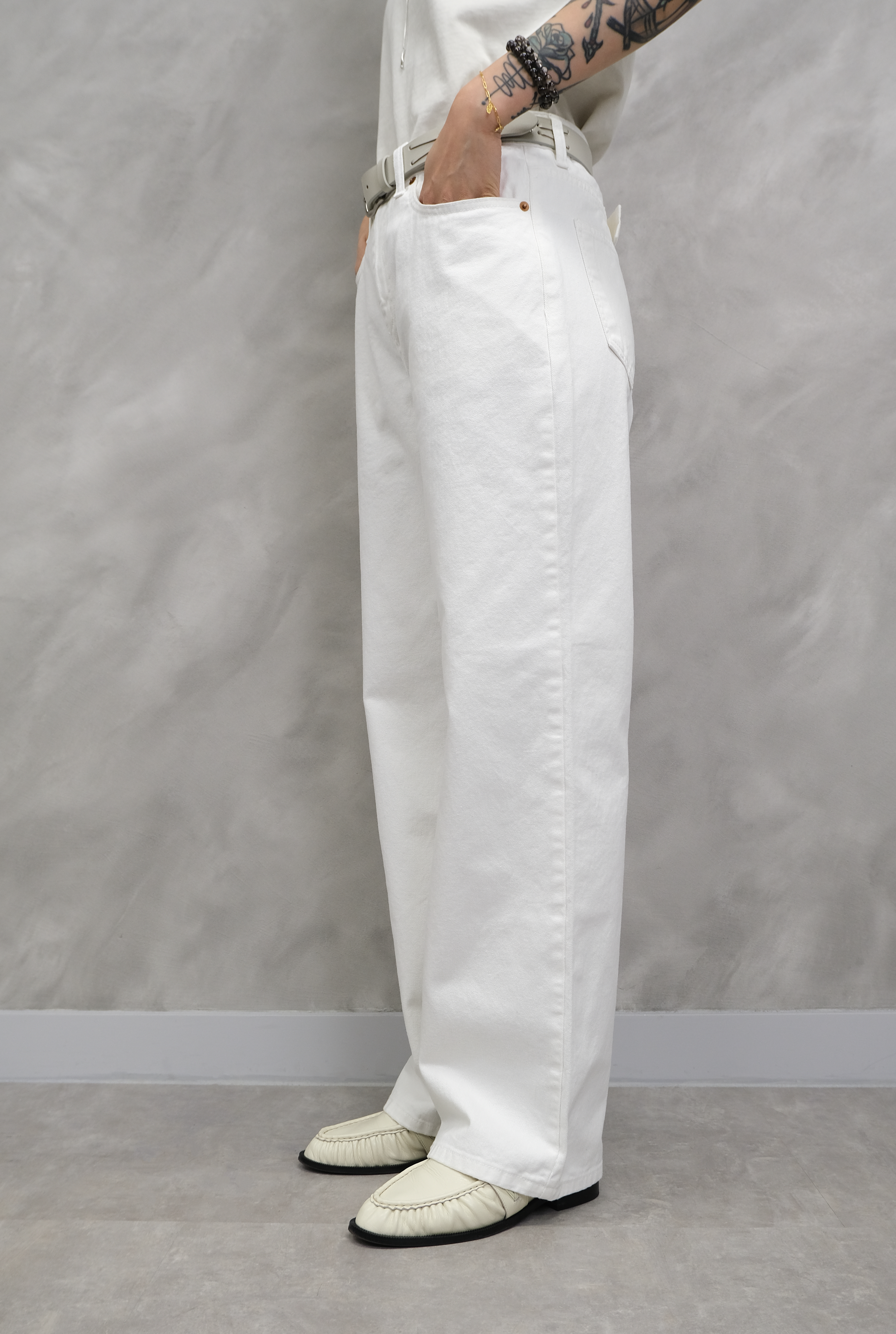 White wide-leg jeans #pt78