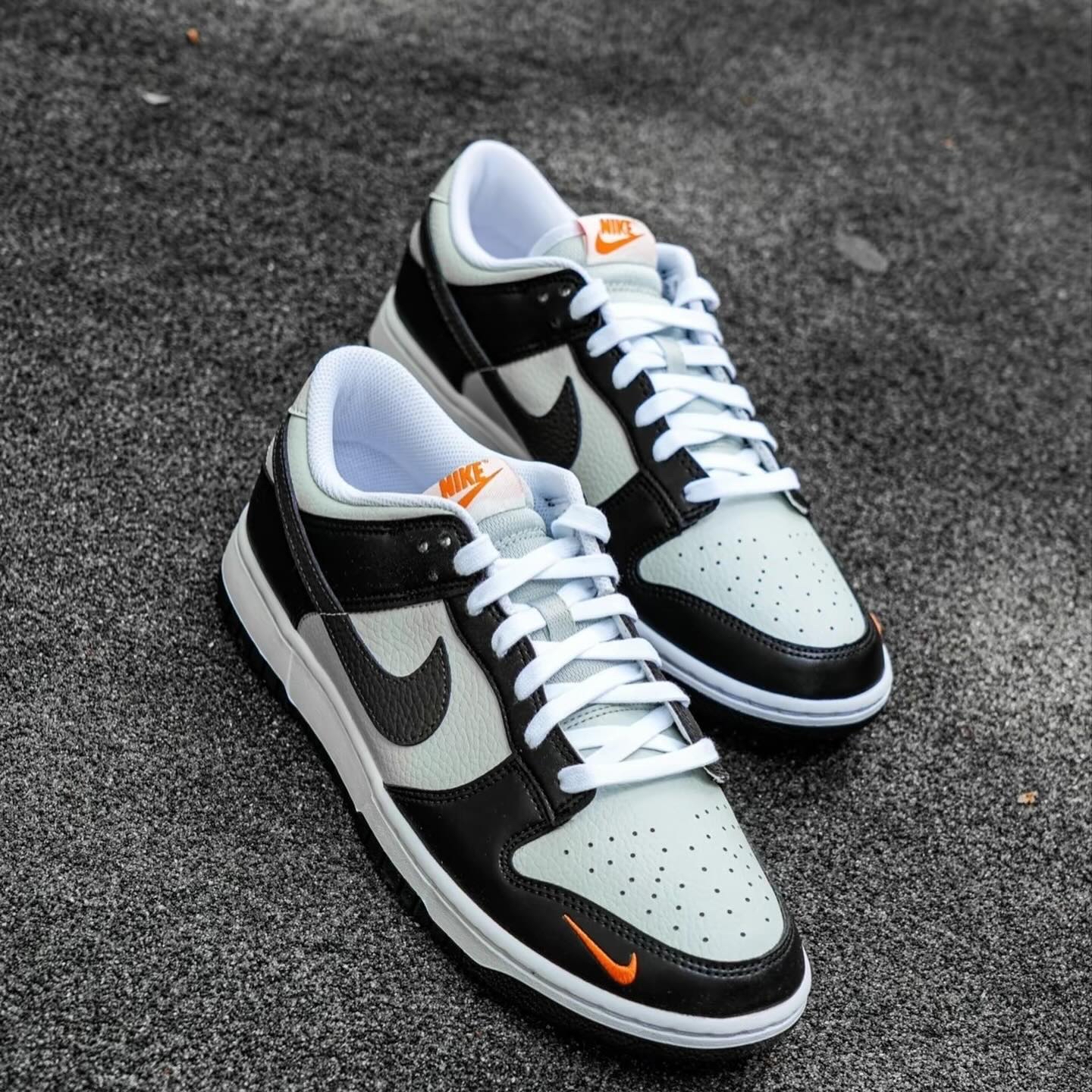 Nike Dunk Low - Grey Black Orange Mini Swoosh (FN7808-001)