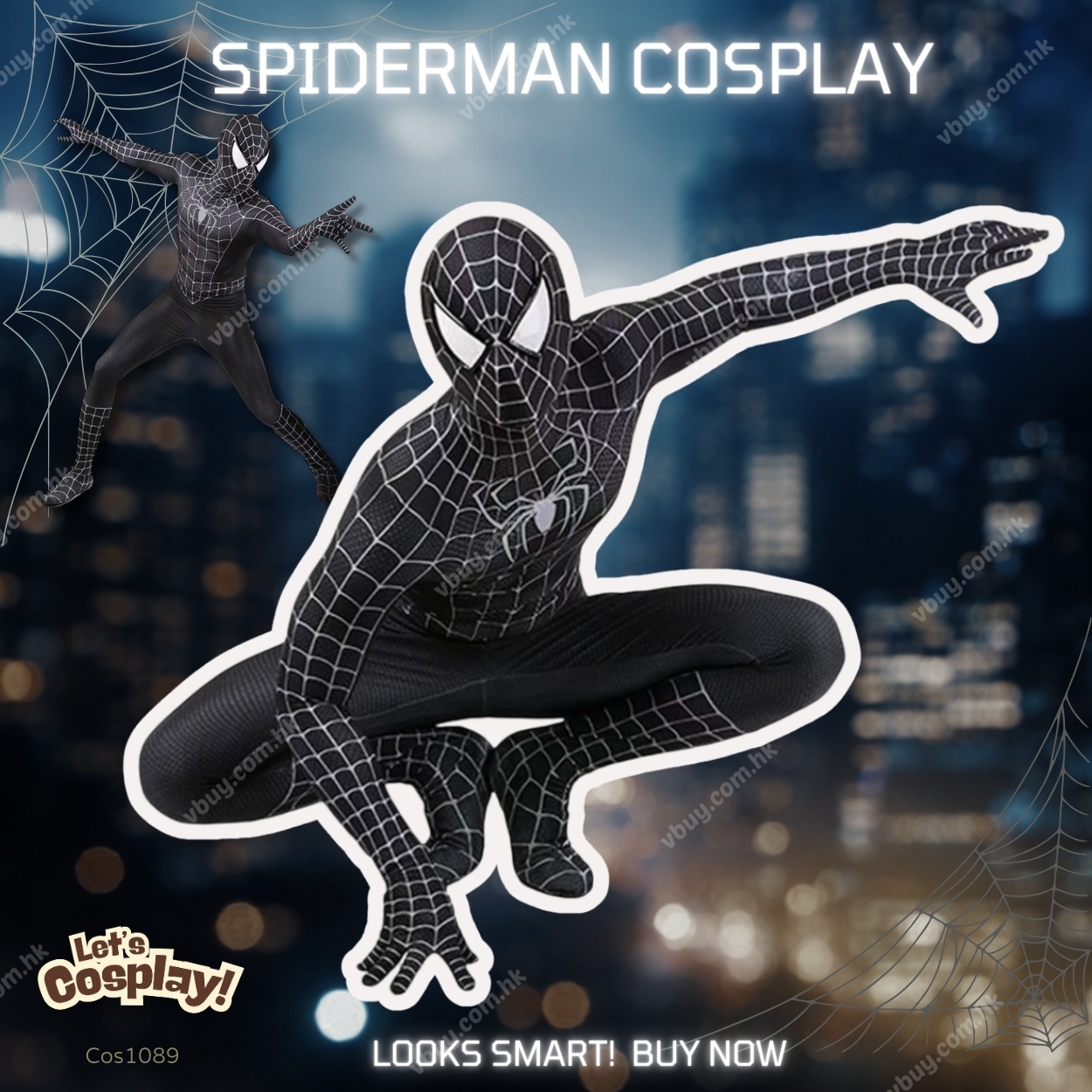 成人 小童 black spider man costume cosplay 兒童black spiderman cosplay  黑蜘蛛俠cosplay套裝 萬聖節 聖誕節 環球影城裝扮 黑蜘蛛俠猛毒服裝 cos1089