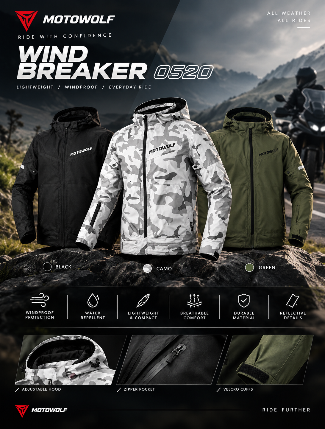 MOTOWOLF WINBREAKER 0520