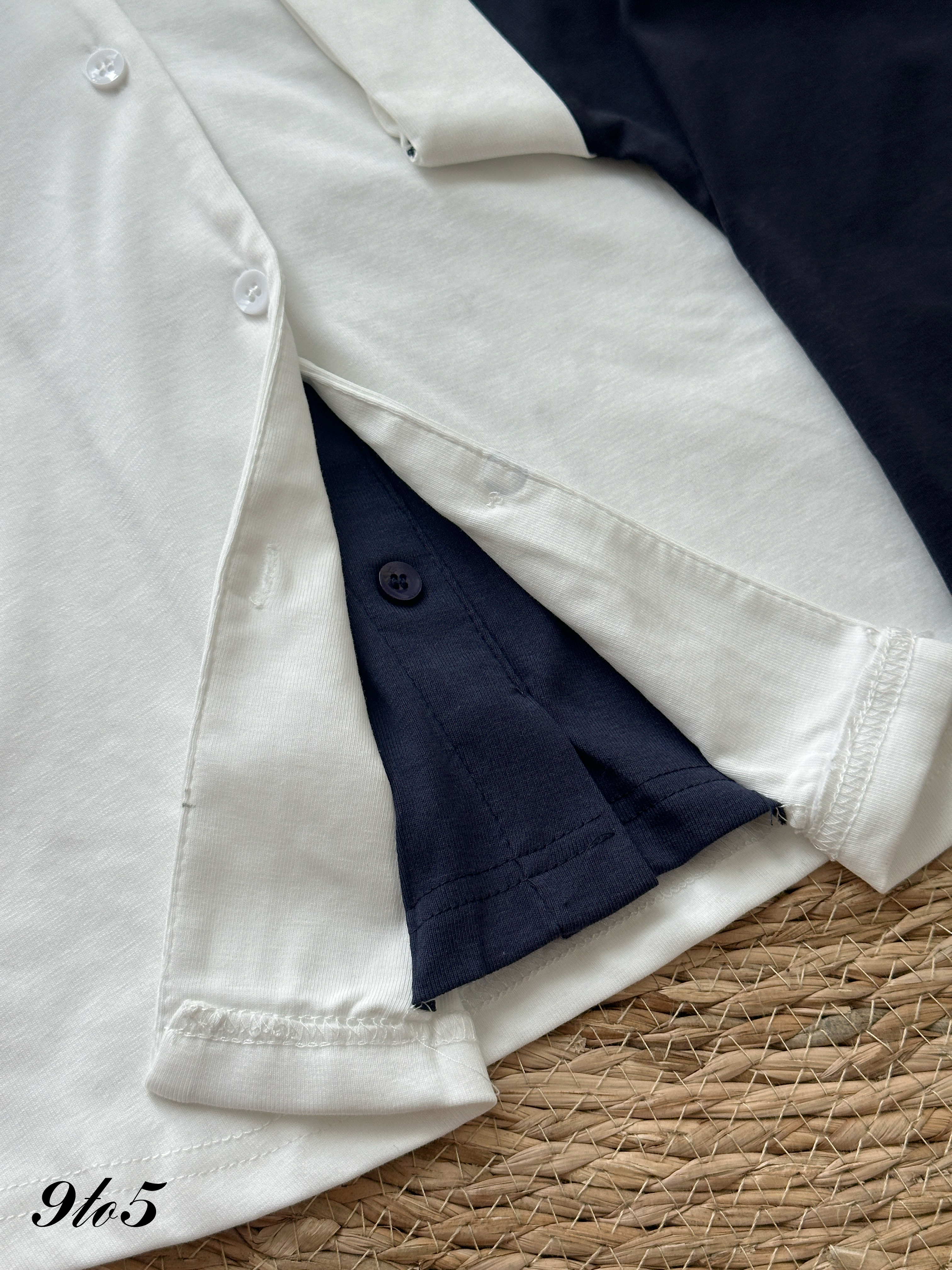 T4319 Contrast Fake Two-Piece Shirt - 4 Colors 