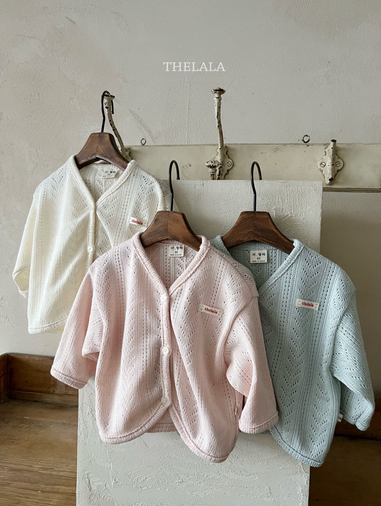 🌸預訂 韓國直送🌸🇰🇷THELALA三色輕薄標籤通花開襟外套