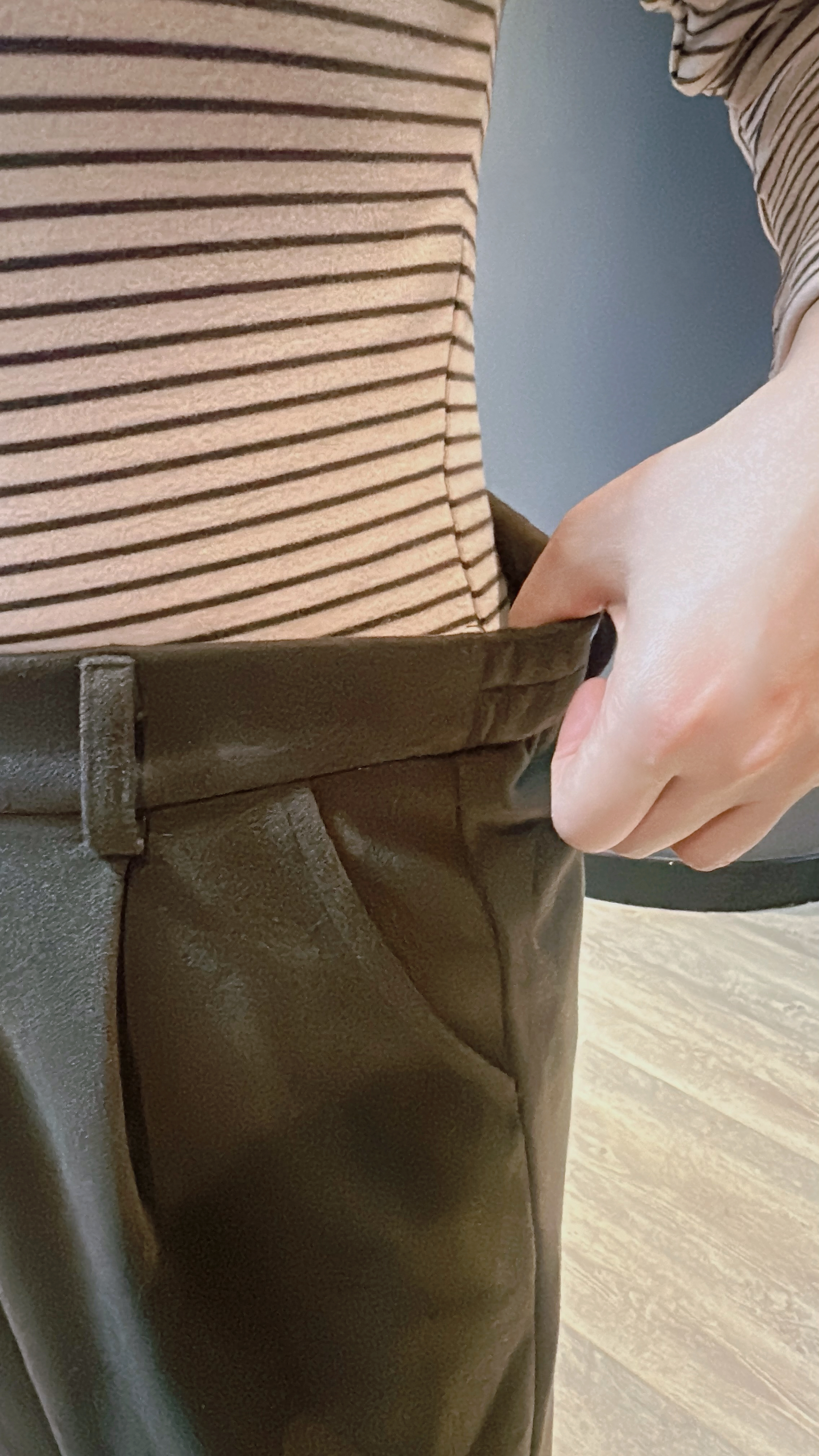 保暖薄羊絨八分闊褲（深啡色）（黑色）