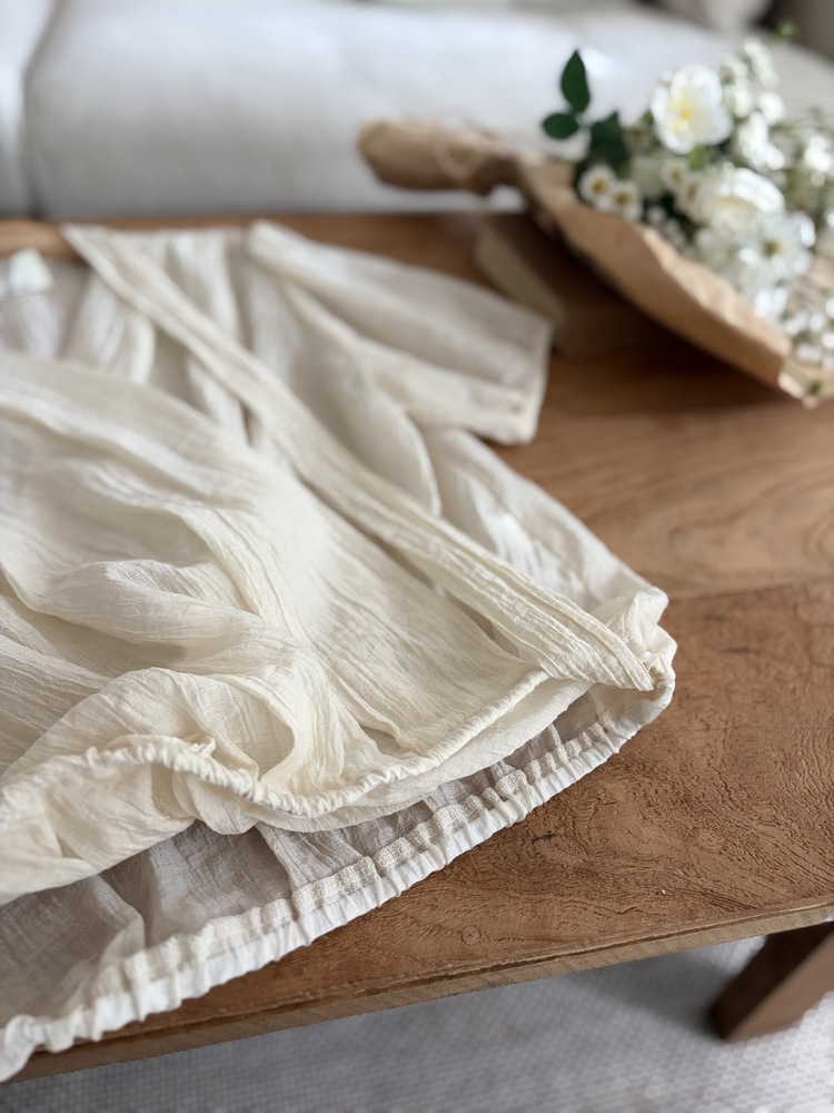 Louise Wrap Blouse with Tie (Cream)