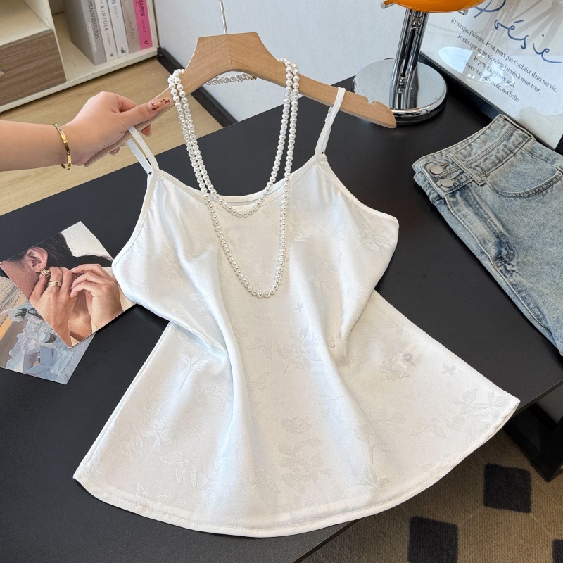 B99(0138吊带) 新中式复古花叶提花3色内搭