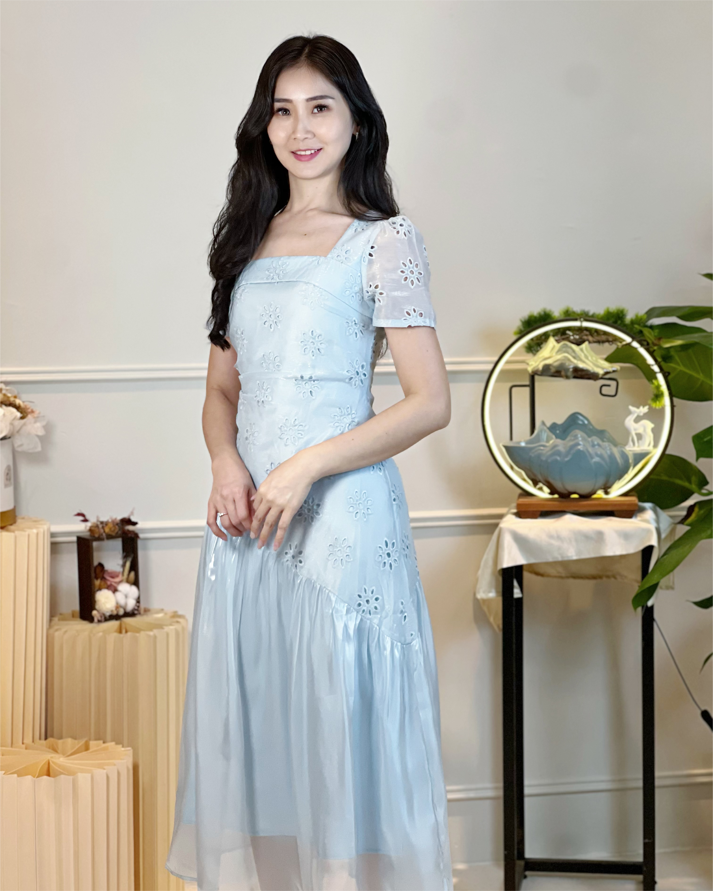 5098  Ingrid Luxe Embroidered Midi Dress