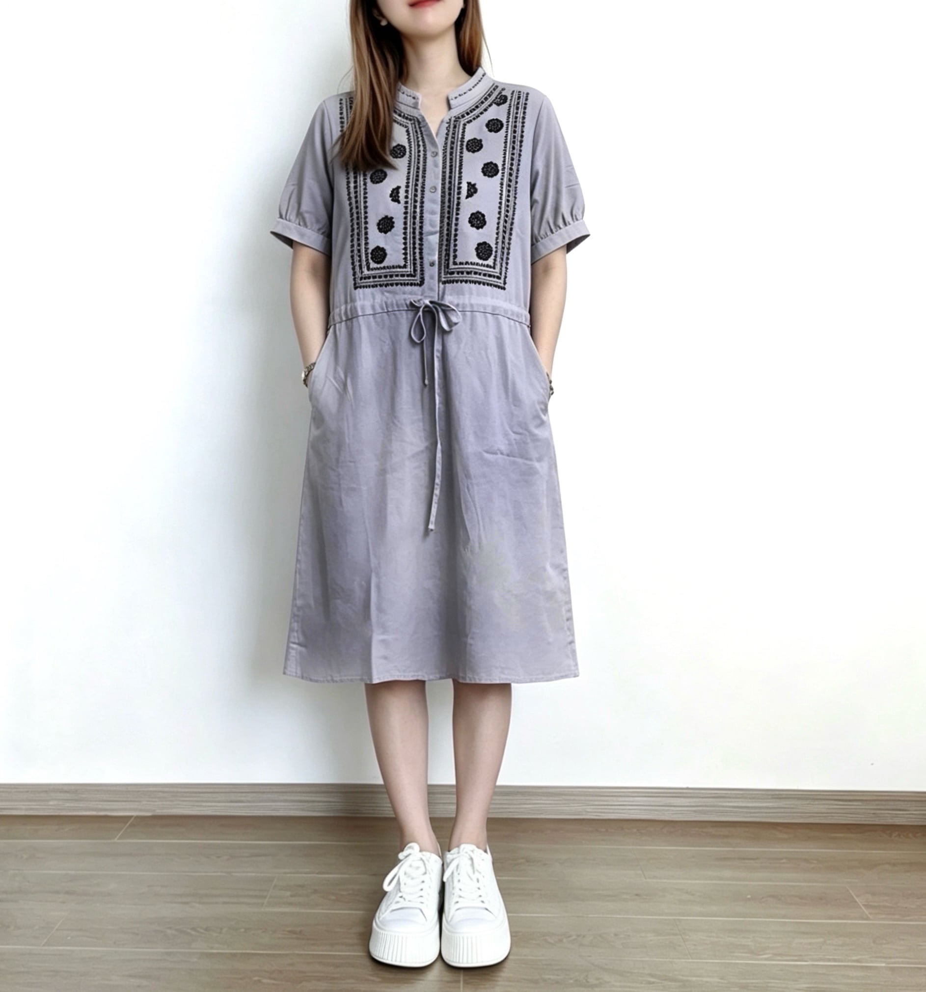 日系民族刺繡花束腰Ops