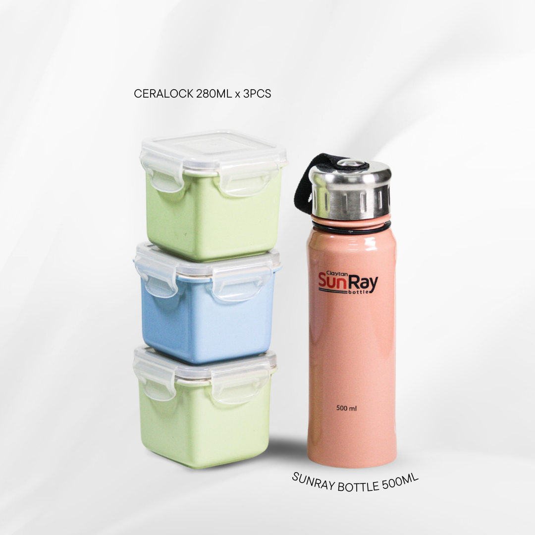 CERALOCK Food Container & SUNRAY Bottle Gift Set