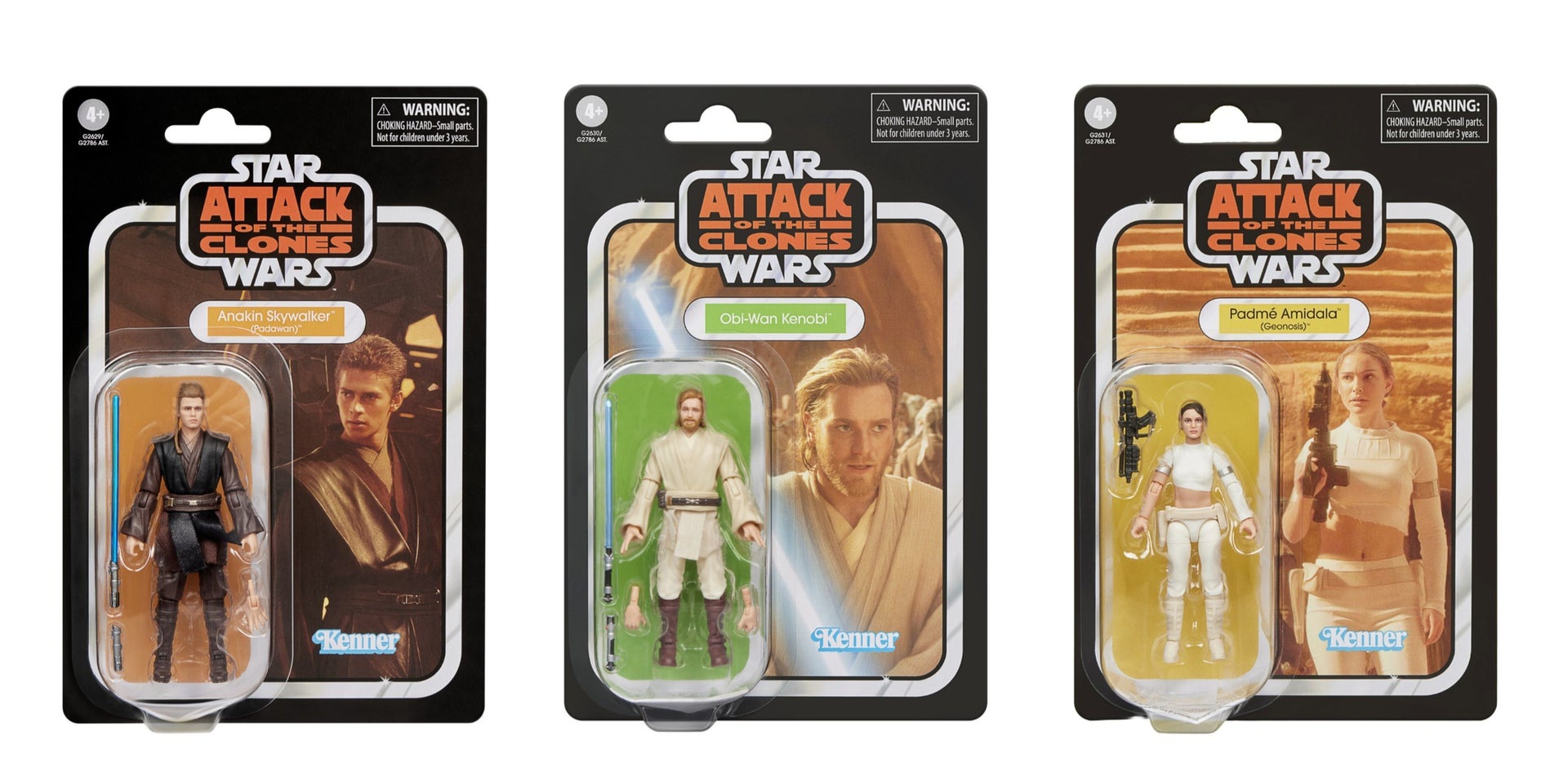Star wars vintage set of 3 Anakin Skywalker Padme Amidala Obi-wan 