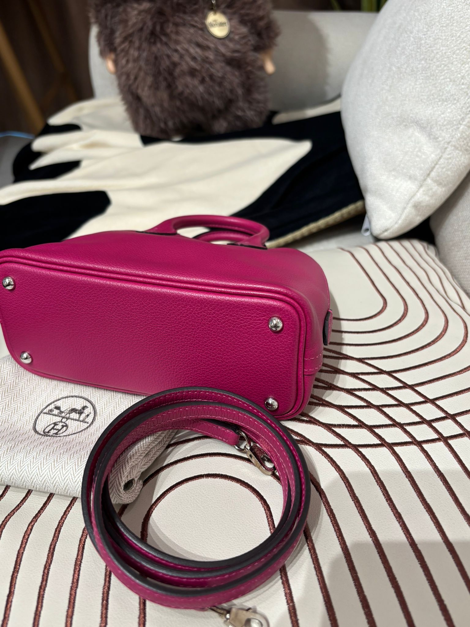Hermes mini bolide,STAMP C ,L3 玫瑰紫色EverColor牛皮  100%Authentic ,95%new ✅收據✅strap ✅dust bag✅盒