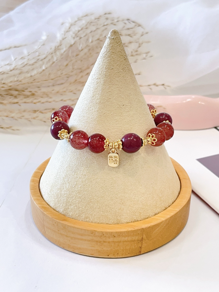 💜 薰衣草紫水晶 × 草莓晶 × 合香珠手串 Lavender Amethyst, Strawberry Quartz & Incense Bead | 10mm 