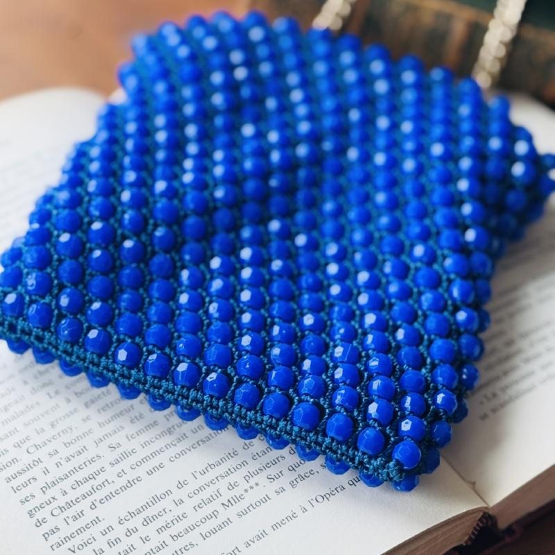 Vintage 1960s Made in Hong Kong Bead Bag - Two Way Clutch / Handbag (MT2241)