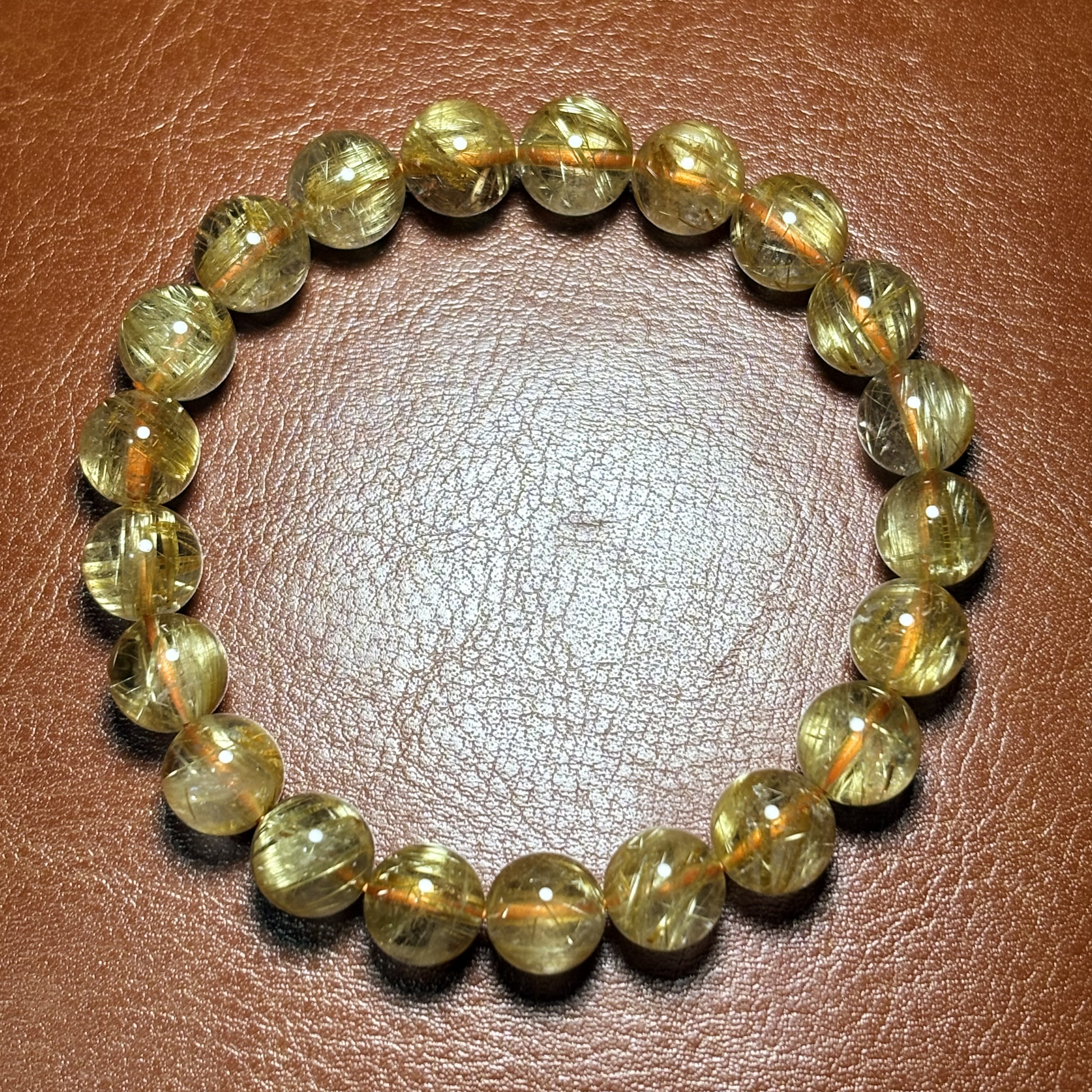 9mm5A+金鈦晶髮晶手串No.A6105