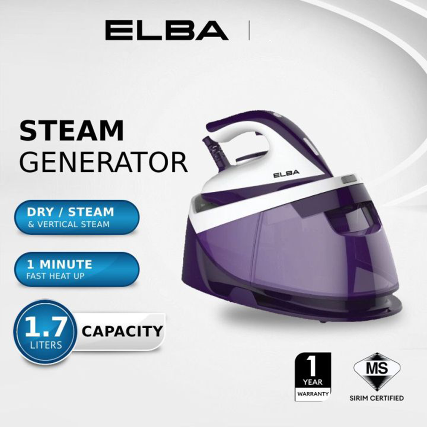 Elba 1.7L Steam Generator ESG-N2258C(PP)