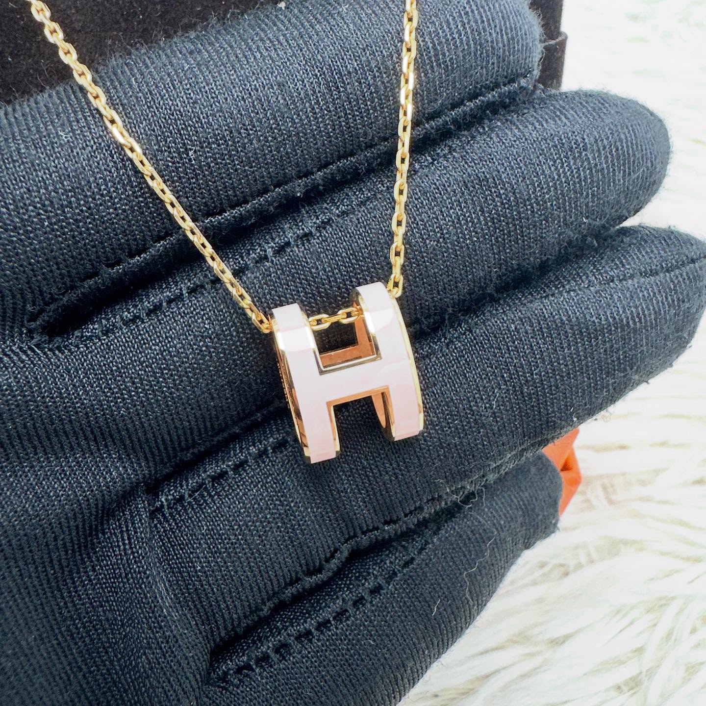 HERMES🤍PRE OWNED Pop H 粉紅玫瑰金頸鏈 全套有盒🧡