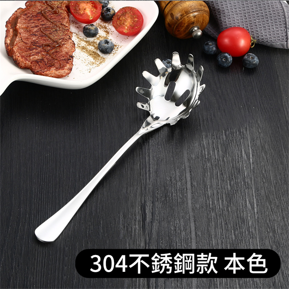 不鏽鋼撈麵勺 意麵爪勺 粉麵叉 漏勺 冰塊鏟 粉麵鏟 扒麵鏟勺  [平行進口] HK2732