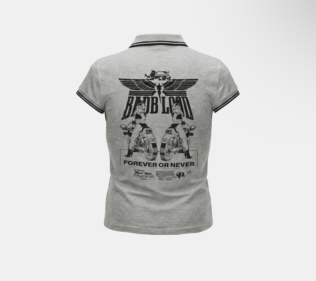 BADBLOOD新款[w-tee26-163] Aero Squad Print 1/2 Polo T-Shirt - Gray