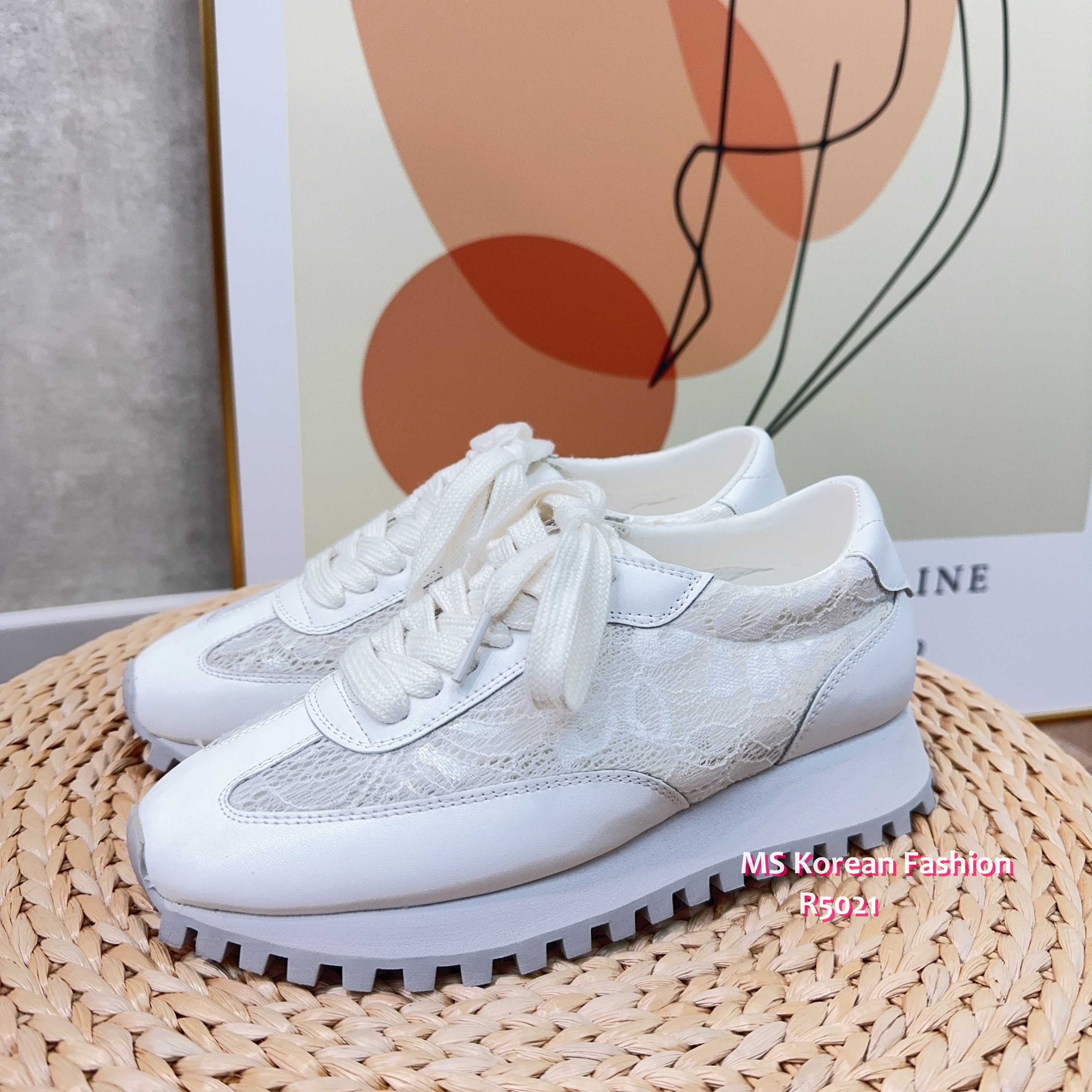 R5021 韓國🇰🇷真皮拼lace波鞋