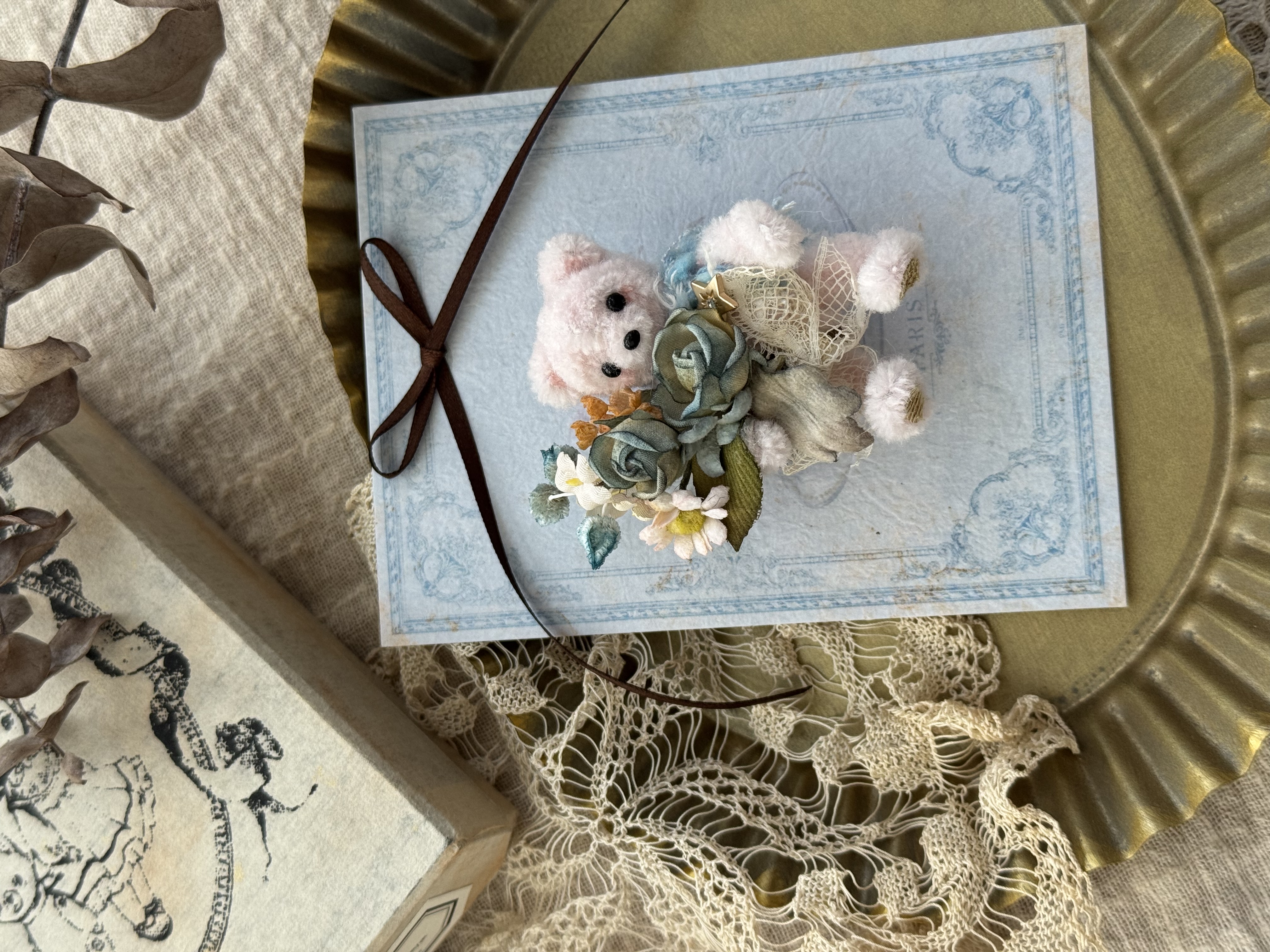 Lilly Bloom x Miss Summer布花小熊胸針+髪夾