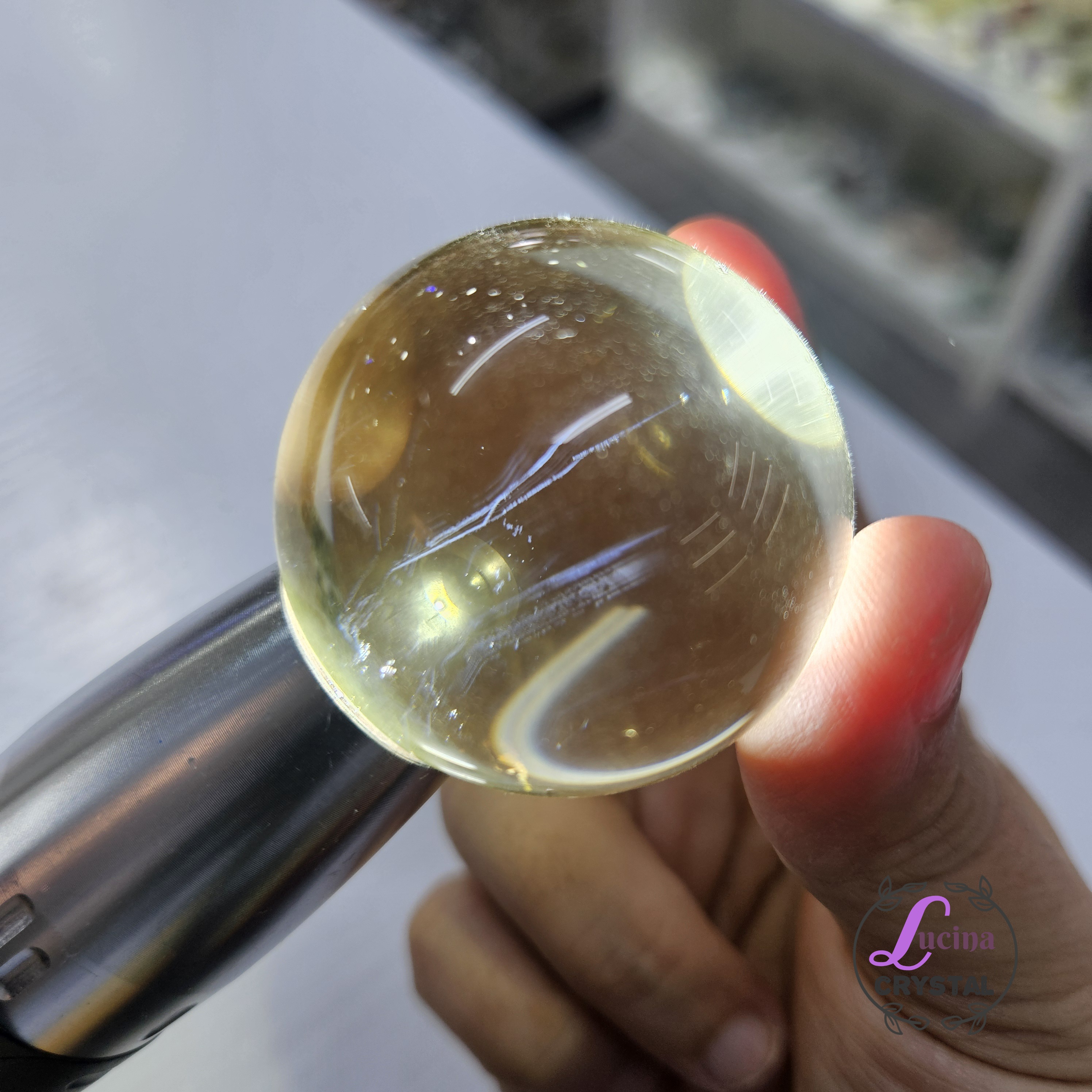 (Co#J331) 藍針黃水晶球/Blue Needle Citrine Sphere 