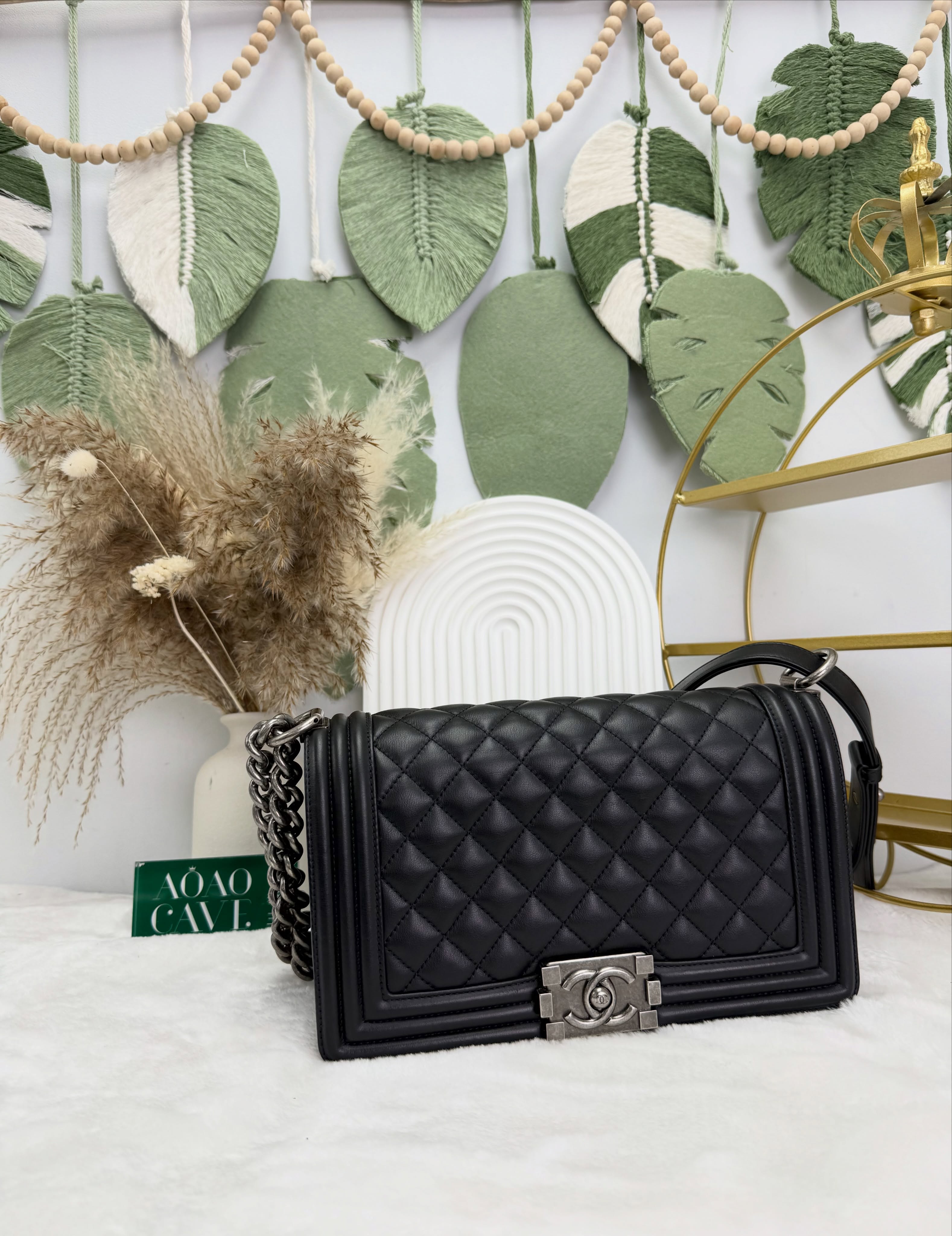 Chanel👜 PRE OWNED 🛍️黑銀leboy 全套 🖤