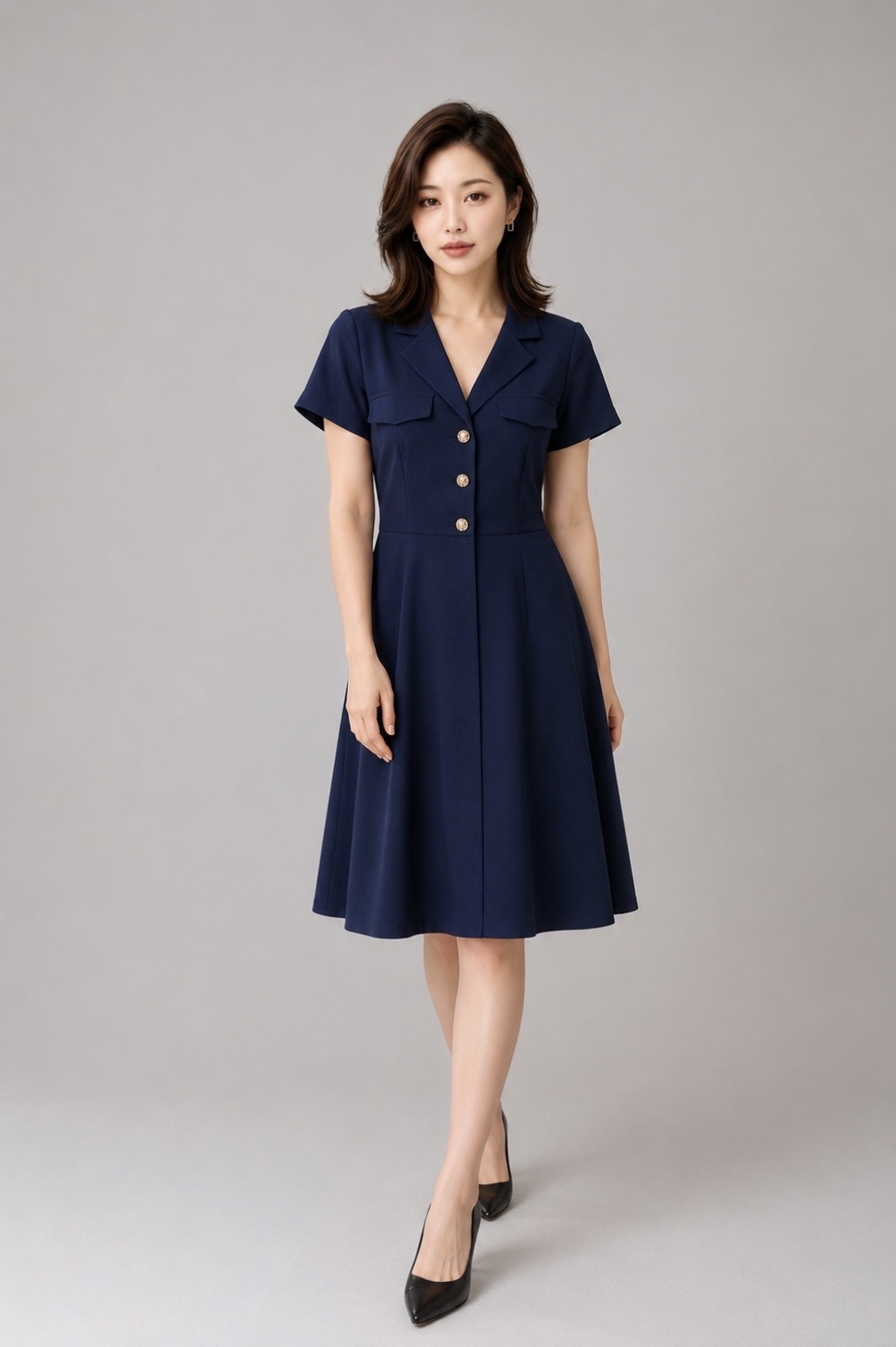 31198 Aurora Grace Belted Midi Dress