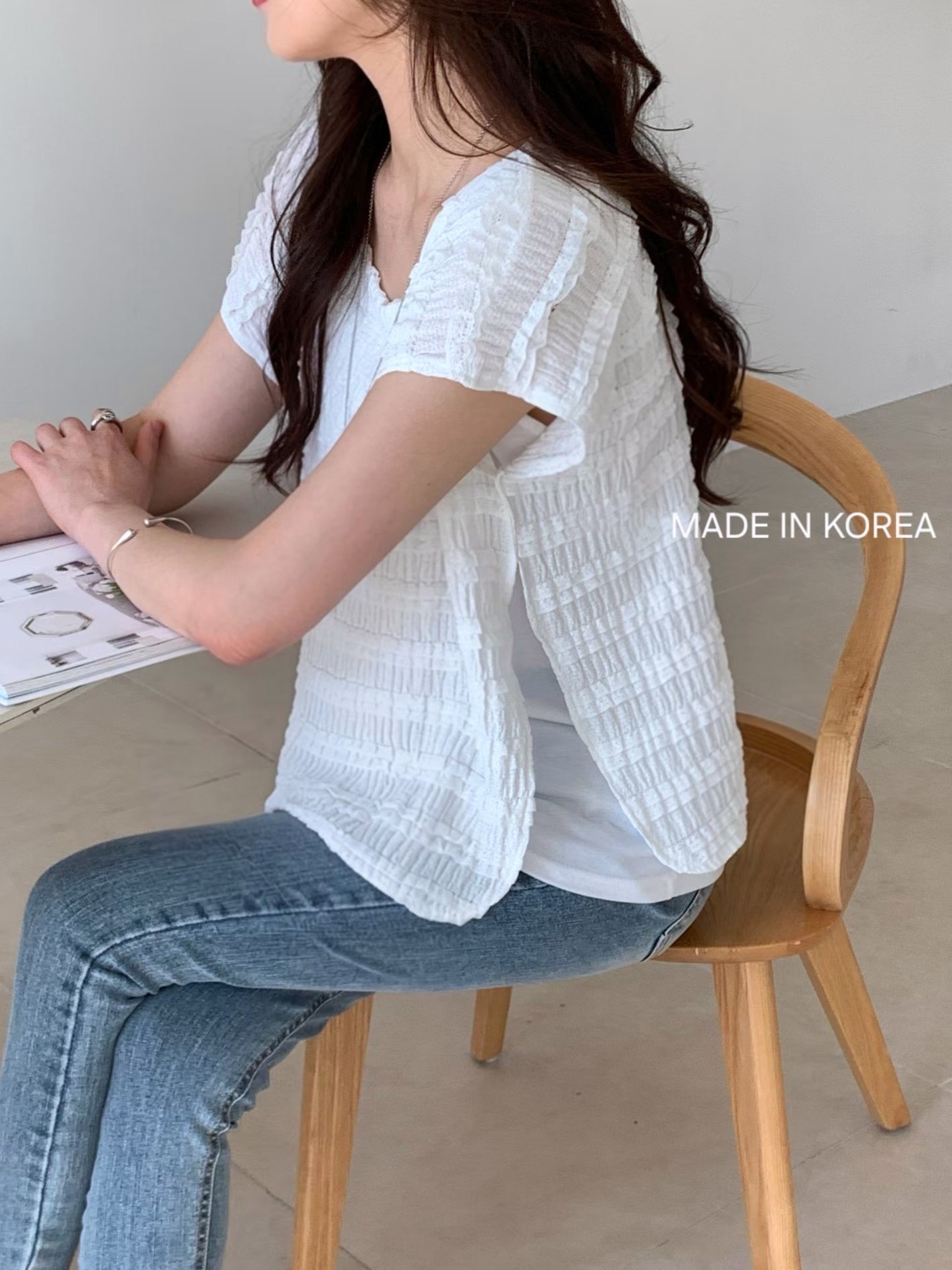 G6280 韓國🇰🇷壓紋假兩件top