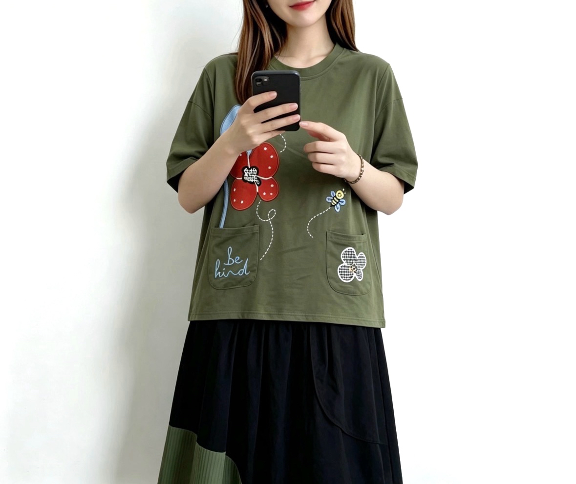 ☀️夏日優惠☀️ 日系刺繡print Tee