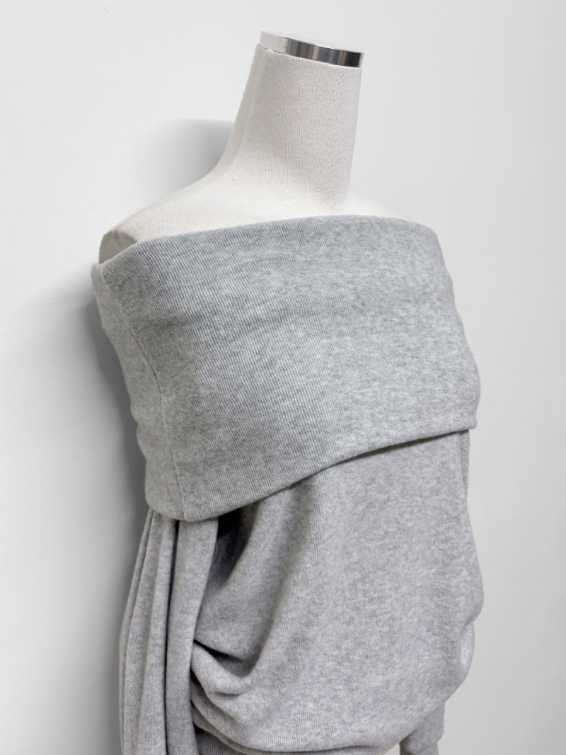 Soft Foldover Off-Shoulder Knit Top