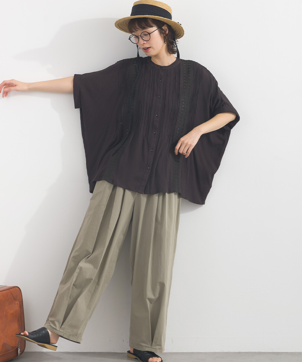 LP - 人造絲縐紗襯衫 (黑色)