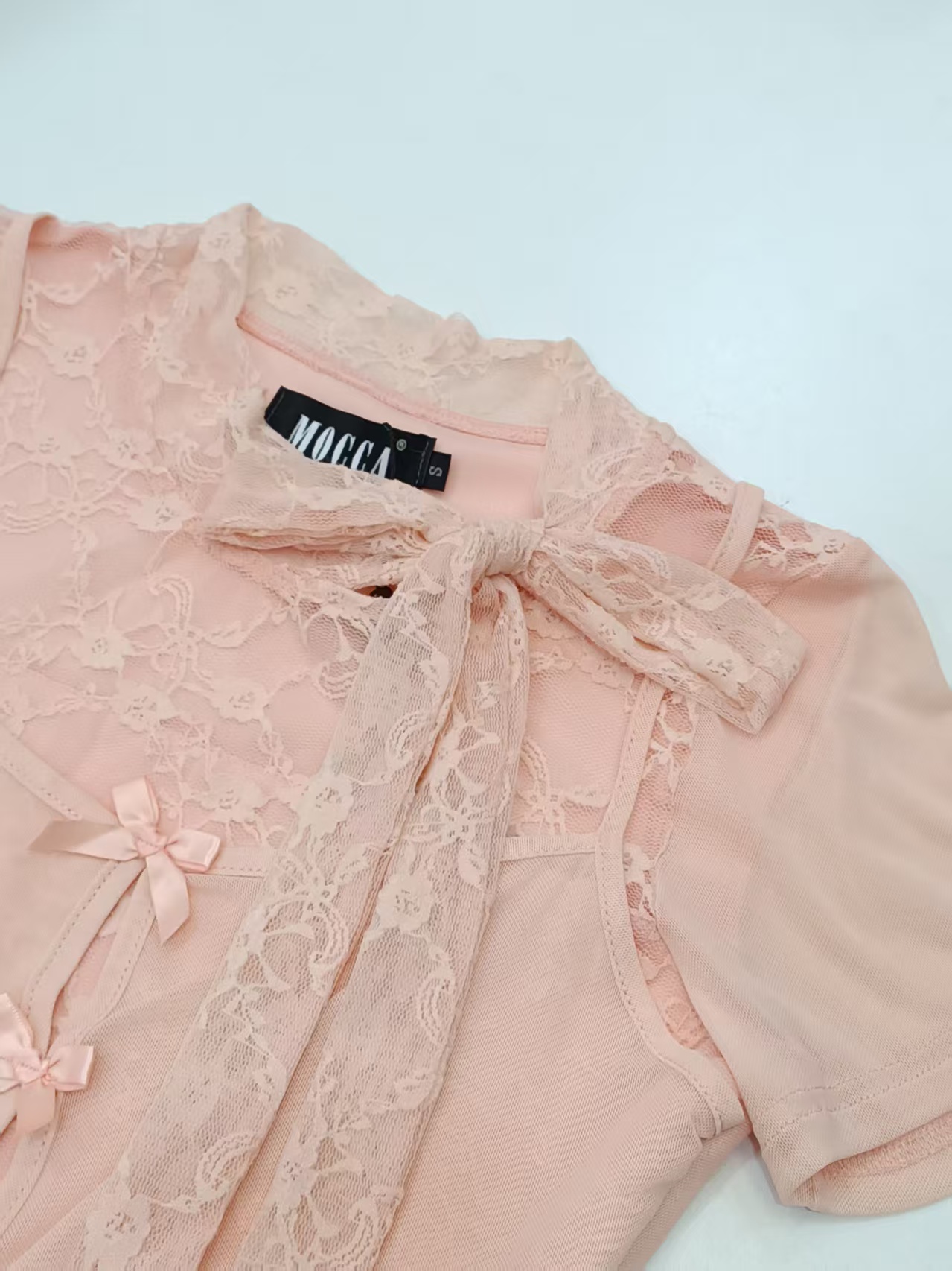 Mesh Lace Fake Two-Piece Top M234