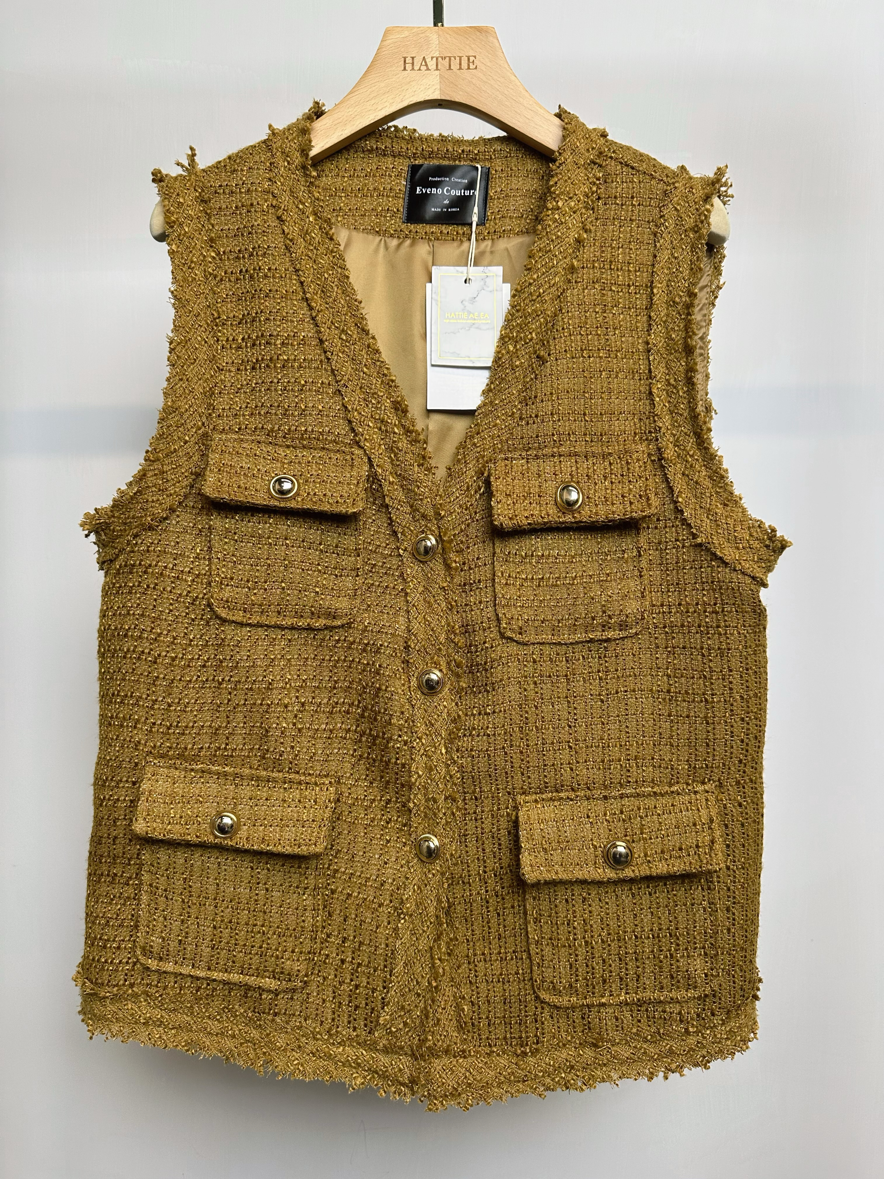 小香風背心外套(芥辣王色) （桃紅色）