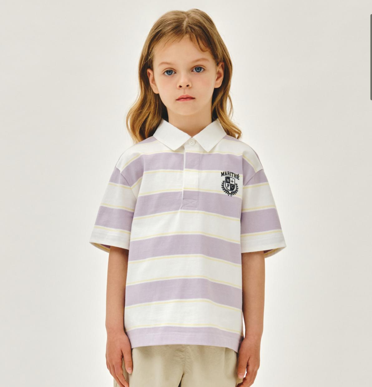 Ⓜ️ fg kids款 條紋collar TEE 折扣優惠 白/ navy Size 100-150