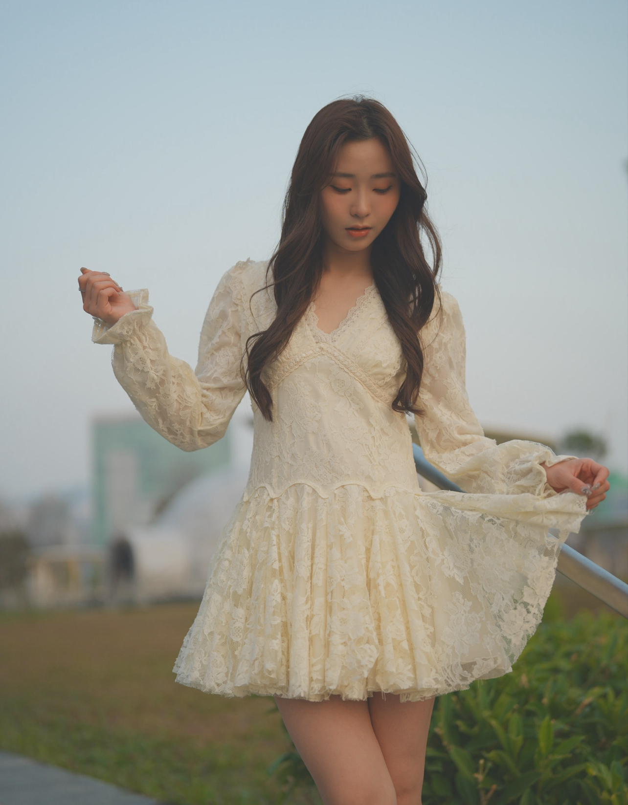 復古蕾絲迷你連身裙  