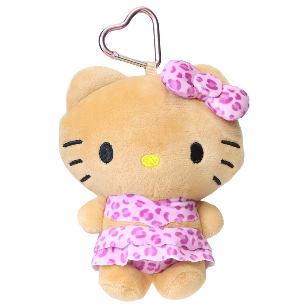 現貨｜Sanrio Hello Kitty 豹紋泳衣系列 日版 吊飾 毛公仔收納袋 連心形扣 (KT-LP01)