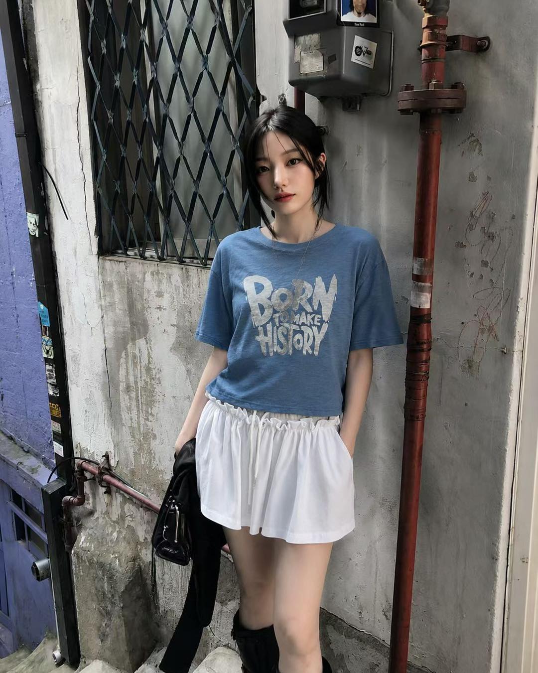 全棉短裝print tee