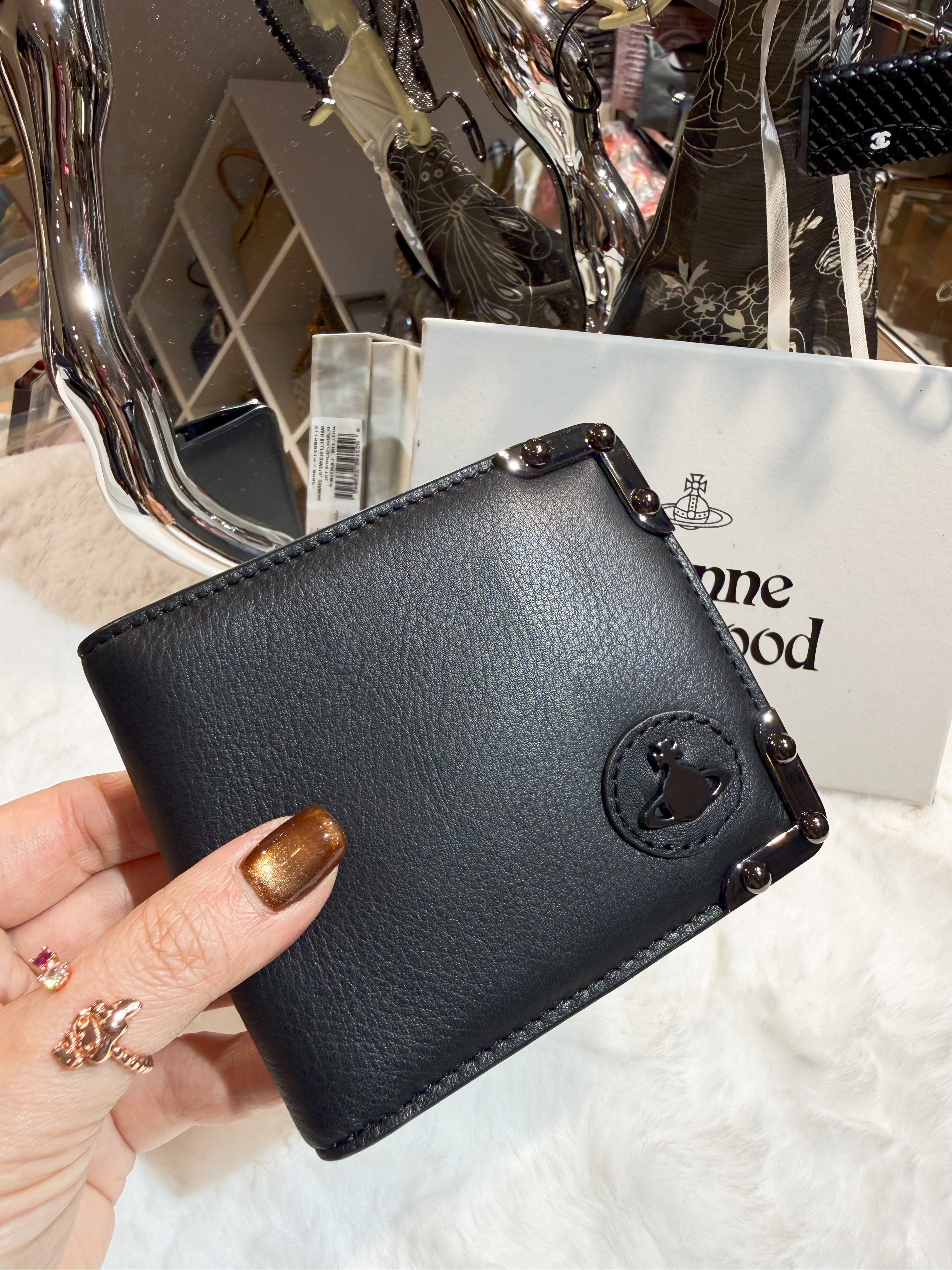 VW bi fold wallet 738/metal corners/blk