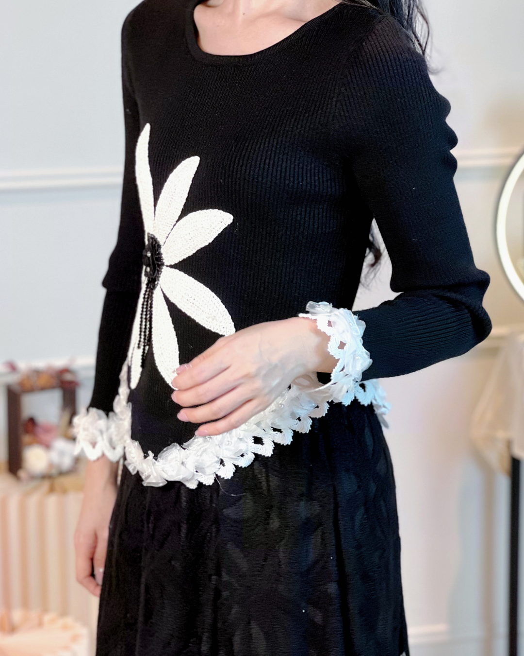 5110 Leila Long Sleeve with 3D Flower Blouse