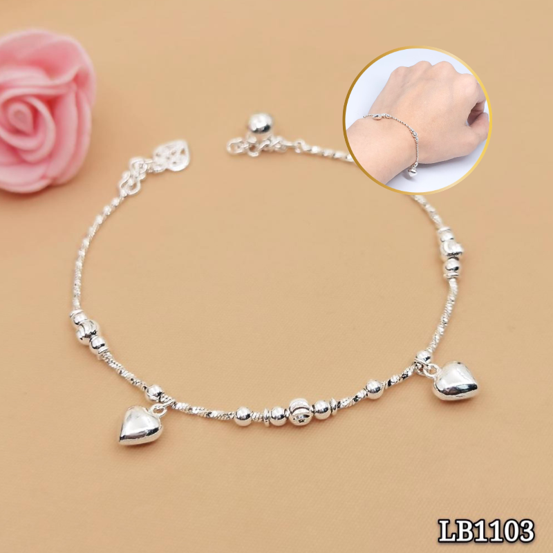 LB1103 Double Heart Shape Pendant Bracelet