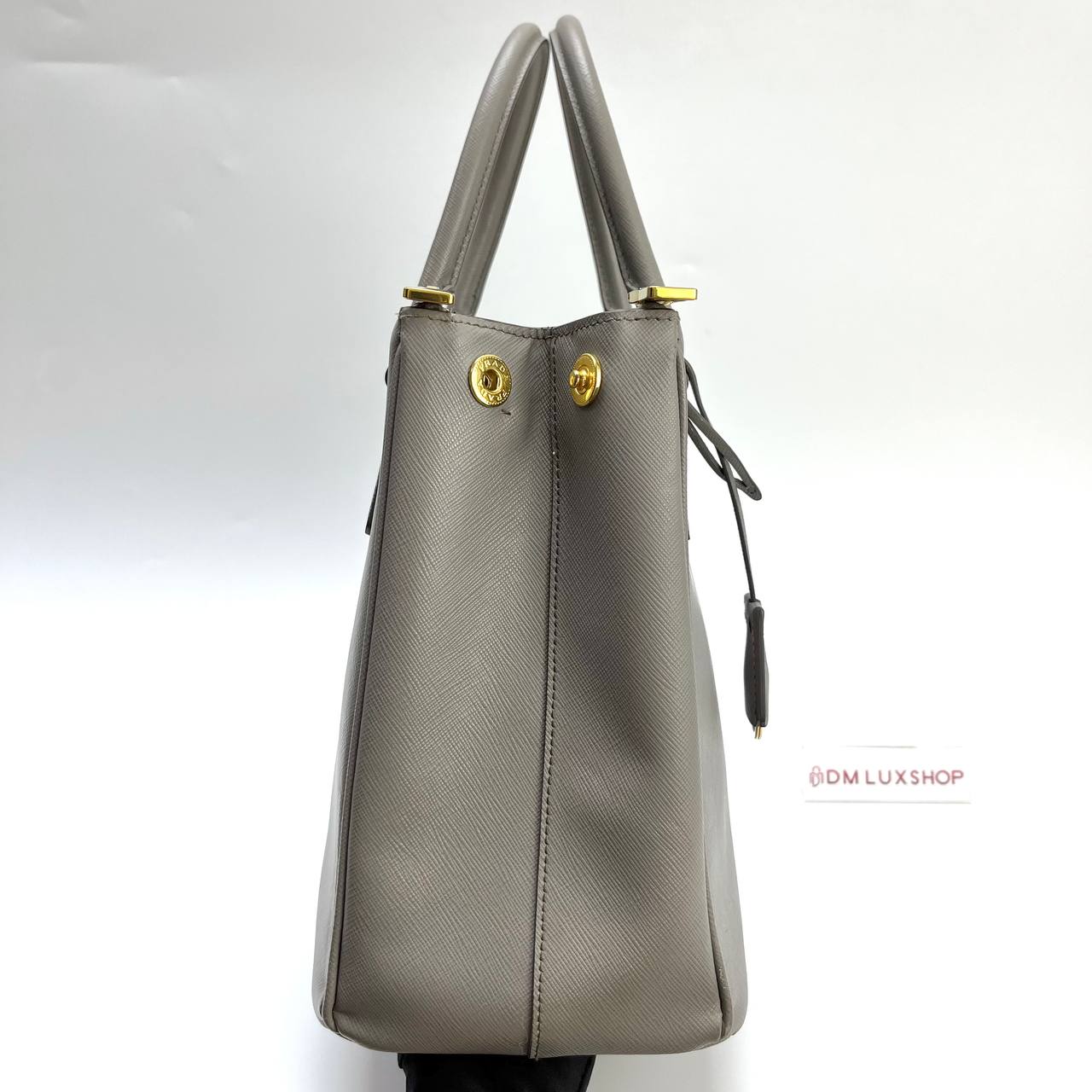 Prada Saffiano Lux Grey Tote Bag GHW