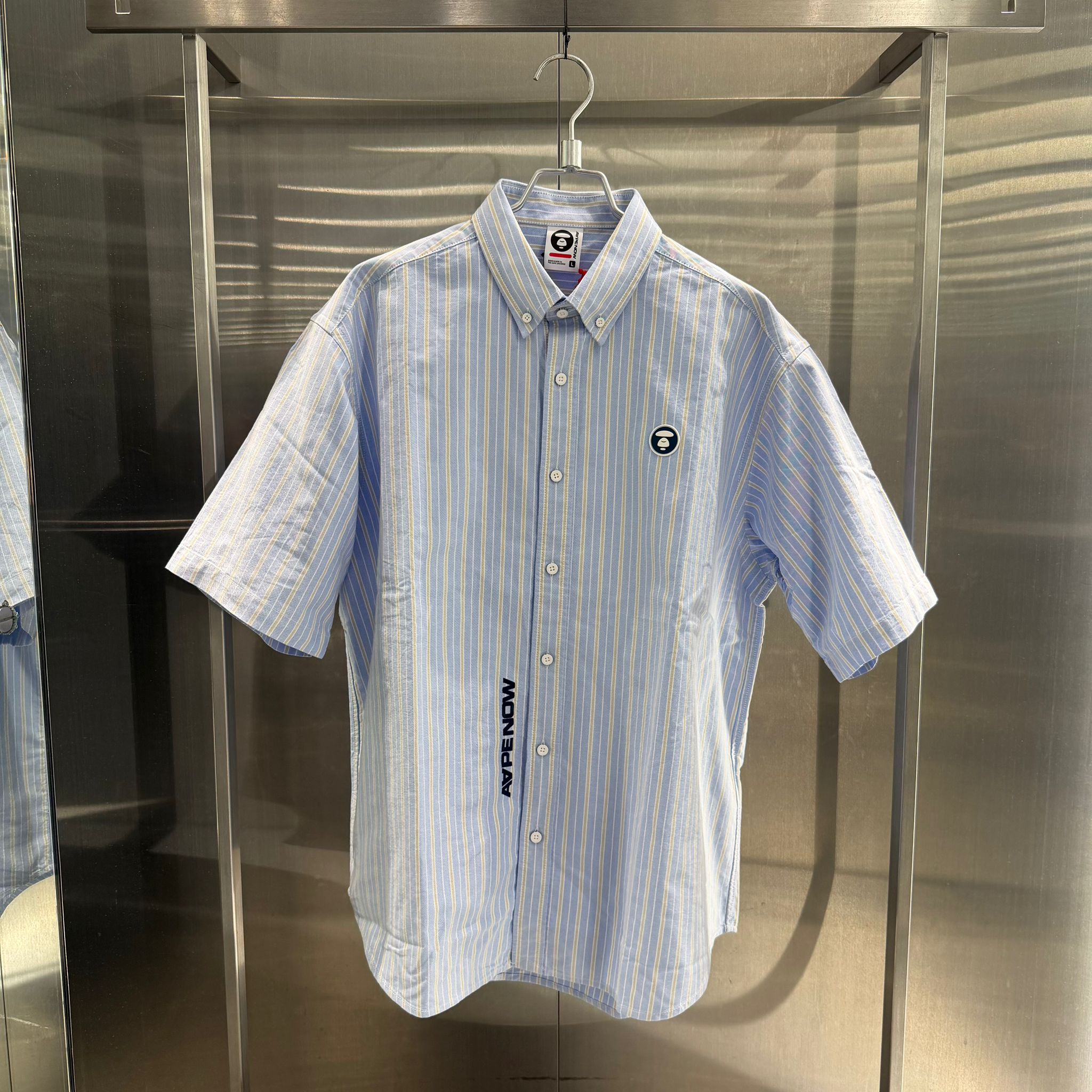 AAPE AAPENOW moonface striped short sleeve shirt (8560)